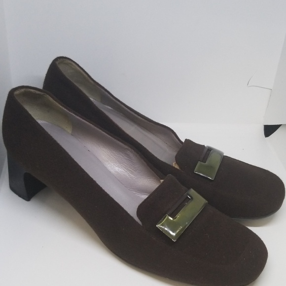 Gucci brown soft suede loafer pumps 8.5 - Picture 1 of 6